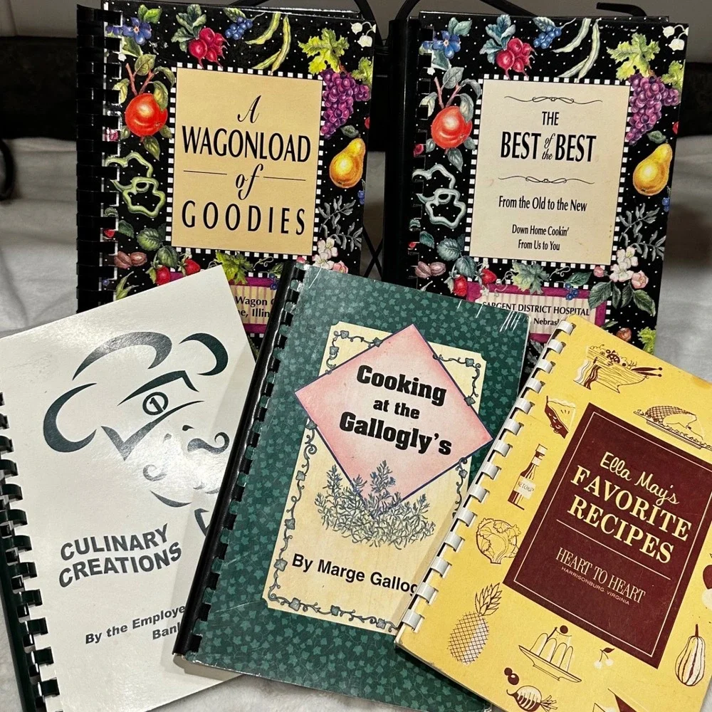 Morris Press Vintage Community Cookbooks Lot of 6 Spiral Bound 1965-2000‎ Good